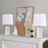 20.5" Ceramic Table Lamp Set of 2 for Bedrooms, White Lamps Set of 2 for Living Room, Minimalist Ceramic Lamps with White Barrel Lampshade, Matte White Ceramic Lamps for Nightstand - Image 8