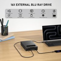 4 in 1 External Blu ray Drive, 16x USB 3.0 and Type-C External Bluray Drive, Multi-Function Fast-Charging Desktop BD/CD/DVD Burner/Read with HDD Enclosure USB HUB for Both Mac/PC - Image 2