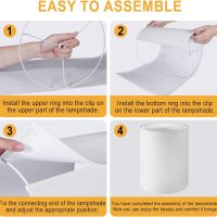 Tall Lamp Shade, 10" Top X 10" Bottom X 13" High Large Drum Lampshade for Table Lamps Floor Lamp, White Line Fabric Lamp Shade, Easy Assembly Replacement Lampshades - Image 5