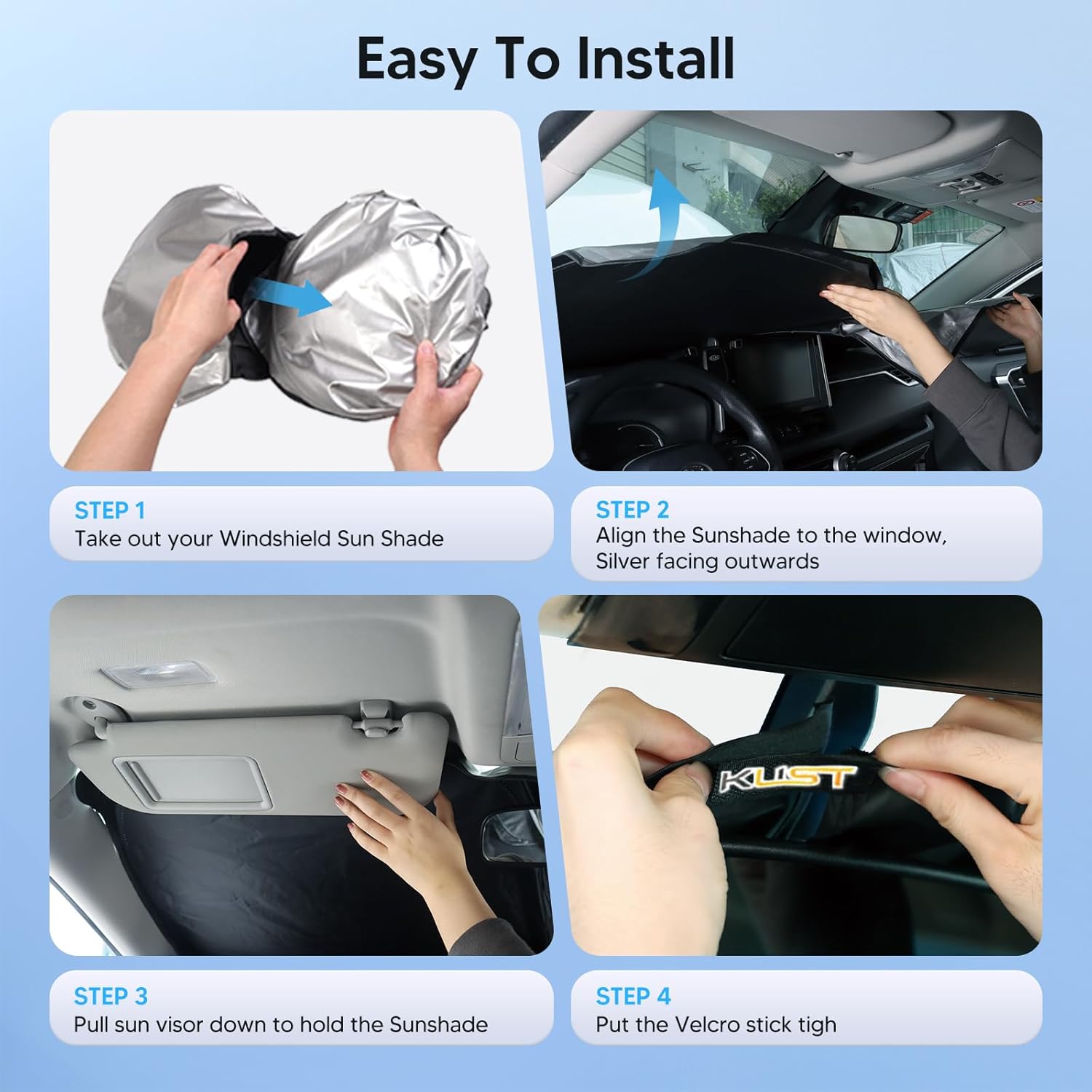 KUST Windshield Sun Shade for Honda HR-V 2016 2017 2018 2019 2020 2021 2022 HRV Accessories Sunshades Window Sun Visors Foldable Blocks UV Rays Keep Cars Cooler - Image 5