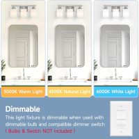 3-Light Bathroom Vanity Light,Brushed Nickel Vanity Lights with Square Frosted Glass,Modern Bathroom Wall Lights Fixtures Over Mirror,Wall Sconces Lighting for Bedroom Living Room,E26 - Image 6