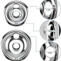 4 Pack GE68C Chrome 2 x 6inch, 2 x 8inch Burner Drip Pan Bowls by PANDEELS- Fit for GE Stoves and Hot-point Electric Ranges - Drip Pans Set - Image 5