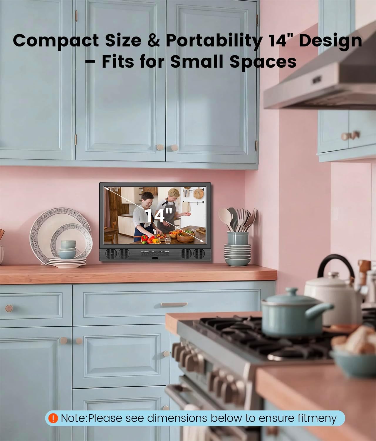 Feihe 14 Inch Small Smart TV, HD LED Flat Screen Smart Television with ATSC Tuner/HDMI/USB/AV for Kitchen, RV, Camper, Bedroom or On-The-Go Entertainment - Image 2
