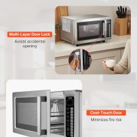 VEVOR Commercial Microwave Oven, 0.9 Cu Ft, 1000W Digital Stainless Steel Countertop Microwave Oven with Touchscreen, 10 Cooking Presets, 5 Power Levels, Multi-Lock Door & Easy Clean for Restaurants - Image 6