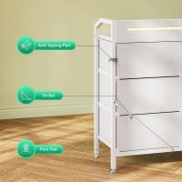 KKL White Dresser for Bedroom with Light Strip & Power Outlet — 8 Drawers Dressers & Chest of Drawers with Shelf, Wood Top, Metal Frame, Wide Dressers for Girls Bedroom, Living Room, Hallway, Closet - Image 8
