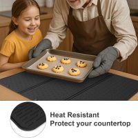Stove Top Cover for Electric Stove - Foldable Glass Top Stove Cover Protector,Ceramic Flat Top Stove Cover, Induction Cooktop Protector, Oven Cover, 28" x 20" Dish Drying Mat (Black) - Image 4