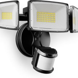 Onforu 75W LED Motion Sensor Outdoor Lights, Dusk to Dawn Flood Light Outdoor Motion Sensor, Hardwired Security Lights Floodlights Outside 7500LM 6500K Daylight IP65 Waterproof (Black)