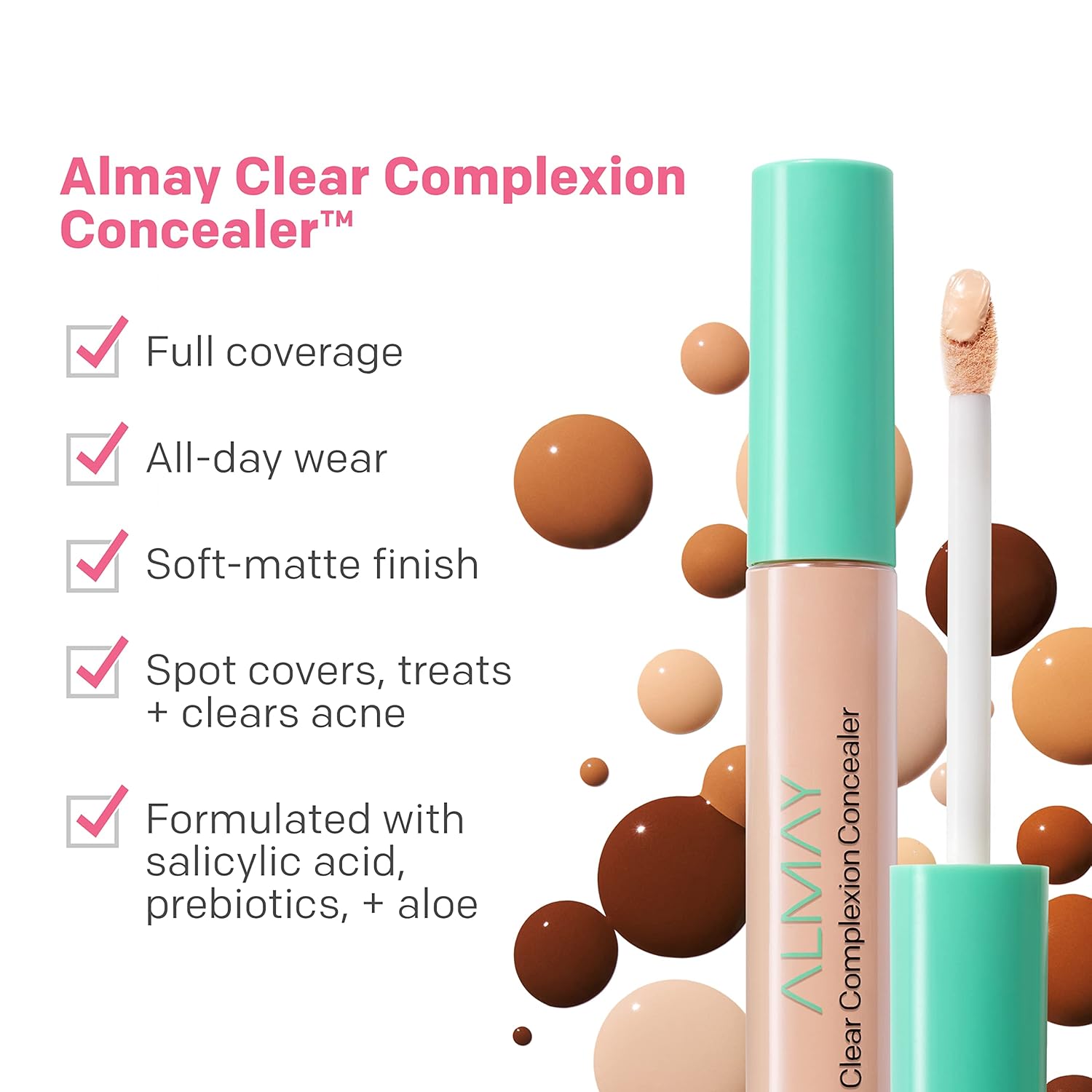 Almay Clear Complexion Acne & Blemish Spot Treatment Concealer Makeup with Salicylic Acid- for Sensitive Skin, 200 Light/Medium, 0.3 fl oz. - Image 3