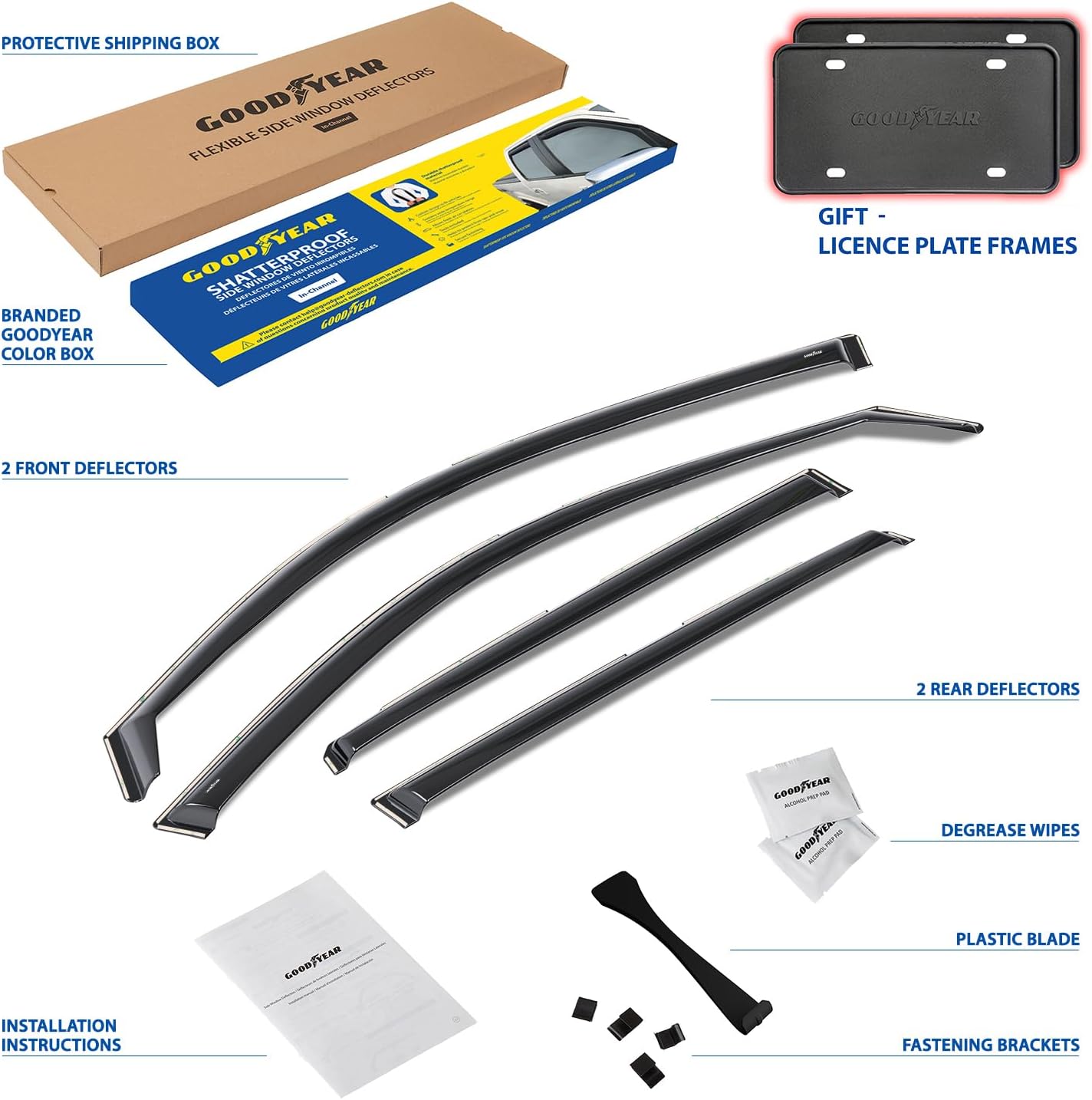 Goodyear Shatterproof in-Channel Window Deflectors for Honda HR-V 2023-2025, Rain Guards, Window Visors for Cars, Vent Deflector, Car Accessories, 4 pcs - GY007978 - Image 6