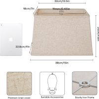 Rectangular Lampshade, Large Beige Lamp Shade, (7 x 12.5) '' x (9 x 15) '' x 9.8 '', Includes 1 Shade Bracket, 2 Adapters, Suitable for Table Lamps and Floor Lamps, Easy Assembly - Image 2