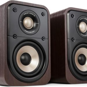 Polk Signature Elite ES10 Surround Loudspeaker - Hi-Res Audio Certified, Dolby Atmos & DTS:X Compatible, 1" Tweeter & 4" Woofer, Power Port Technology for Effortless Bass (Pair, Contemporary Walnut)