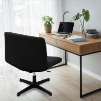 Armless Office Chair Cover, Waterproof Jacquard, Mid Back Wide Seat, Elastic Criss Cross Design (Black) - Image 6
