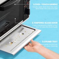 COMFEE' Mini 2-Slice Toaster Oven, Countertop toaster oven, 2-Knobs Easy to Control with Timer for Bake, Broil, Toast, 1000W, Black/White (CO-B08AA(BK)) - Image 6