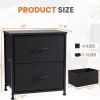 Sweetcrispy Nightstand Set of 2 with 2 Storage Drawers, 20" Height Small Bed Side Furniture End Table, Wooden Top Fabric Cabinet Kids Mini Dresser for Bedroom, Closet, Entryway, College Dorm - Image 3