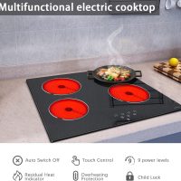 Noxton 24 Inch Electric Cooktop 4 Burners Electric Stove, Built-in Ceramic Cooktop with Touch Control Child Lock Timer Easy To Clean with Hard Wire 6000W 240V - Image 2