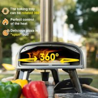 Outdoor Pizza Oven aidpiza 12" Wood Pellet Pizza Ovens With Rotatable Round Pizza Stone Portable Wood Fired with Built-in Thermometer Pizza Stove for Outside Backyard Camping Picnics - Image 2