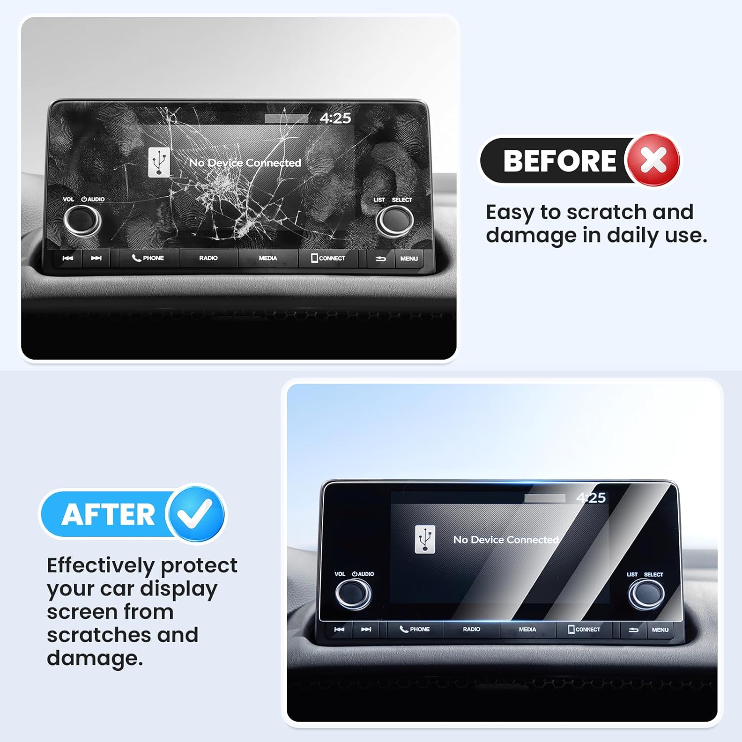 Screen Protector for Hon-da HRV Sport LX 2023-2025 2026 HR-V (NOT for EX-L), 7 Inch Touch Screen Protector Cover Saver Tempered Glass Navigation Display Infotainment Protective Film - Image 3