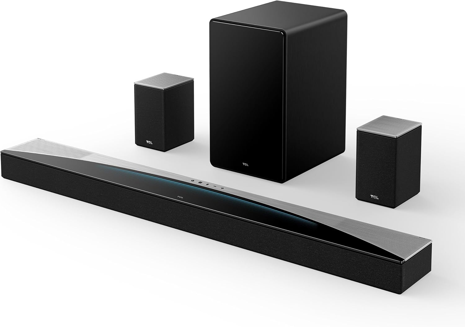 TCL Q85H Q Class 7.1.4 Channel Sound Bar with Dolby Atmos, DTS:X, Ray Danz Technology, Wireless Subwoofer, Wireless Surround Speakers, and Bluetooth Music Streaming