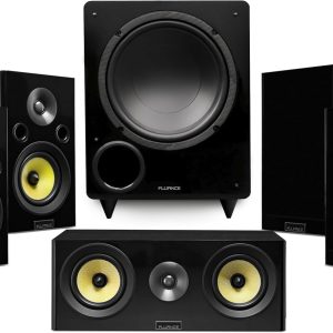 Fluance Signature HiFi Compact Surround Sound Home Theater 5.1 Channel Speaker System Including 2-Way Bookshelf, Center Channel, Rear Surround Speakers and DB10 Subwoofer - Black Ash (HF51BC)