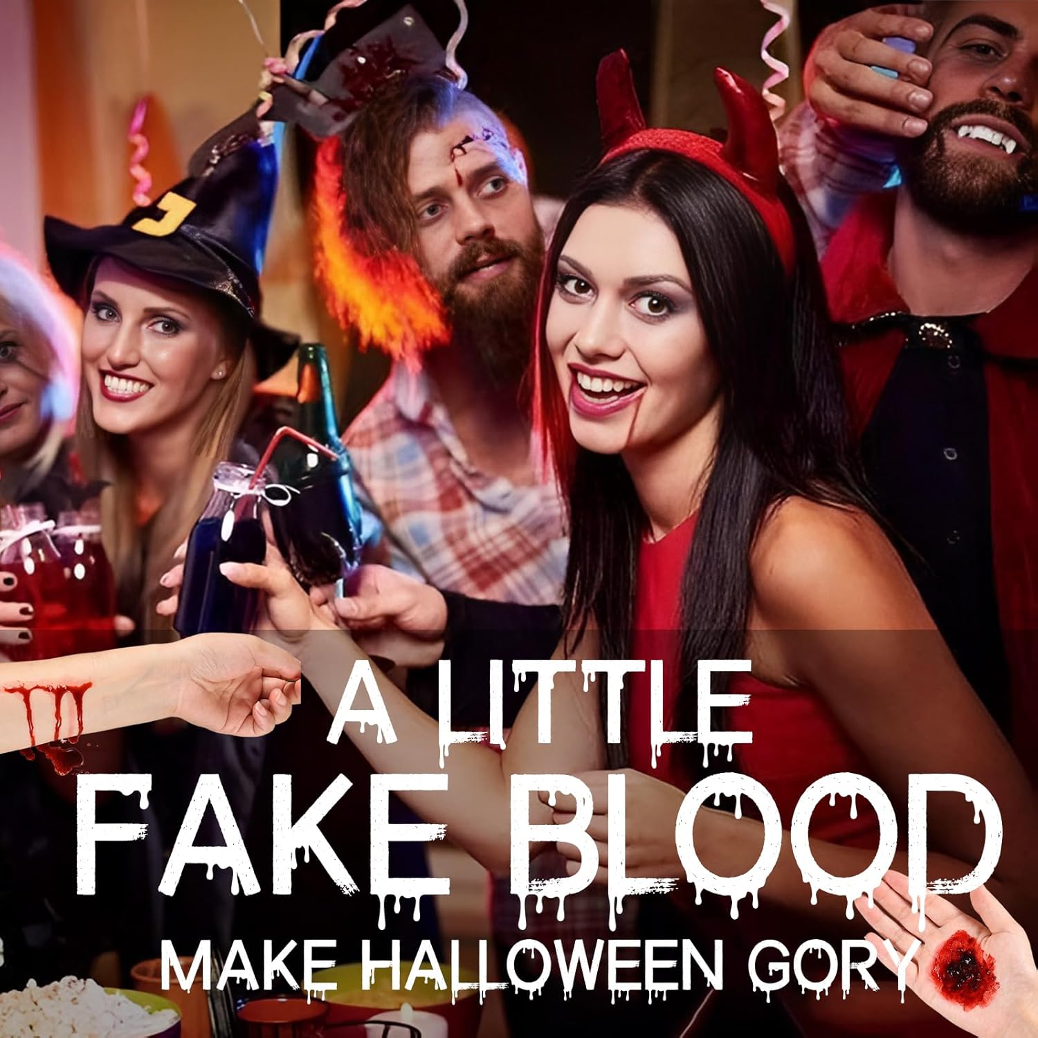 6PCS Halloween Fake Blood Makeup Kit,Washable for Scar Wound and Clothes Realistic Face Paint Wounds Costume Blood For Vampire, Zombie, Clown Cosplay Red,Stipple Sponge , Cleansing Soap and Gauze - Image 4