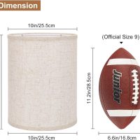 Tall Drum Lamp Shades Set of 2, 10"Top x10" Bottom x 13"High, Beige Lampshade for Table Lamp Floor Lamp, Replacement Lampshades Natural Linen Handcrafted, Spider, Harp Holders Included, Easy Assembly - Image 2