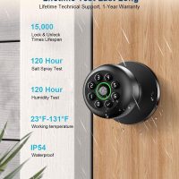 Fingerprint Door Lock, Smart Fingerprint Door Knob with Keypad, Biometric Door knobs with App Control, Auto Lock Door Lock with Code, Keyless Door Knob with Locks for Bedroom, Home,Office-Matte Black - Image 7