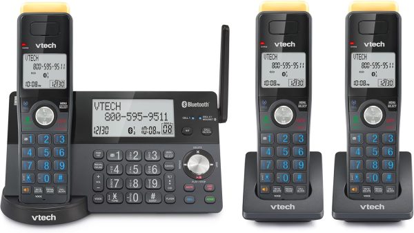 VTech IS8128-31 Super Long Range 3-Handset DECT 6.0 Cordless Phone for Home with Answering Machine, 2300 ft Range, Call Blocking, Bluetooth Connect to Cell, Intercom