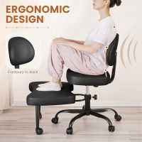 Shahoo Cross Legged Office Chair Black, Height Adjutable Ergonomic Chairs with Lumbar Support for Living Room - Image 7