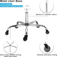Frassie 28 Inch Office Chair Metal Base Replacement Heavy Duty Computer Chair Base Part with 5 Casters 1 Gas Lift Cylinder (Silver) - Image 5