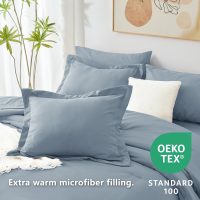 CozyLux Queen Comforter Set Grayish Blue, 7 Pieces Bed in a Bag Queen Comforter Set with Sheets, Bedding Sets with Down Alternative Comforter, Fitted Sheets, Flat Sheets, Pillow Shams and Pillowcases - Image 4