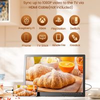 NORTHING 17.2" Portable TV for Camping, 7000mAH Built-in Powered TV with Antenna/USB/HDMI/AV Input, 12V Small T V for Camping Bedroom Kitchen RV Patio Car Power Outage, Sleep Timer - Image 2