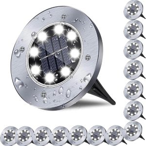 Solar Ground Light, Waterproof Solar Garden Lights, Upgraded Outdoor Garden Waterproof Bright in-Ground Light, Landscape Lights for Pathway,Yard,Deck,Lawn,Patio,Walkway (16 Pack White Light)