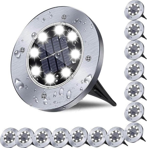 Solar Ground Light, Waterproof Solar Garden Lights, Upgraded Outdoor Garden Waterproof Bright in-Ground Light, Landscape Lights for Pathway,Yard,Deck,Lawn,Patio,Walkway (16 Pack White Light)
