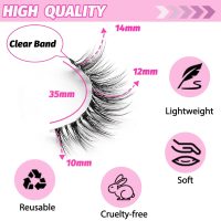 Veleasha Lashes Wispy False Eyelashes 100% Handmade Eyelashes Natural Look Fake Lashes Lightweight Lashes with Soft Clear Band 5 Pairs Pack (G2) - Image 3