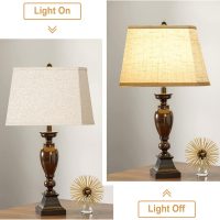 Square Lamp shade, Large Beige Linen Lampshade, Top 7"x12.5", Bottom 9"x15", Height 9.8", Rectangular Lamp shade with1 Shade Bracket,2 Adapters, Fits Table,Floor and Wall Lampshade, Easy Install - Image 3