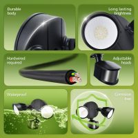 Philips 44W 4200 lm LED Security Light Outdoor w/PIR Motion Sensor, 5000K Daylight Flood Light, Waterproof, Dusk to Dawn, 2 Heads, 4 Modes - Image 2