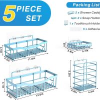 EUDELE 5-Pack Rustproof Stainless Steel Shower Caddy – No Drill Adhesive Bathroom Organizer with Large Capacity, Spacious Shower Shelves for Inside Shower, Kitchen & Home Decor Storage-XL Size - Image 7