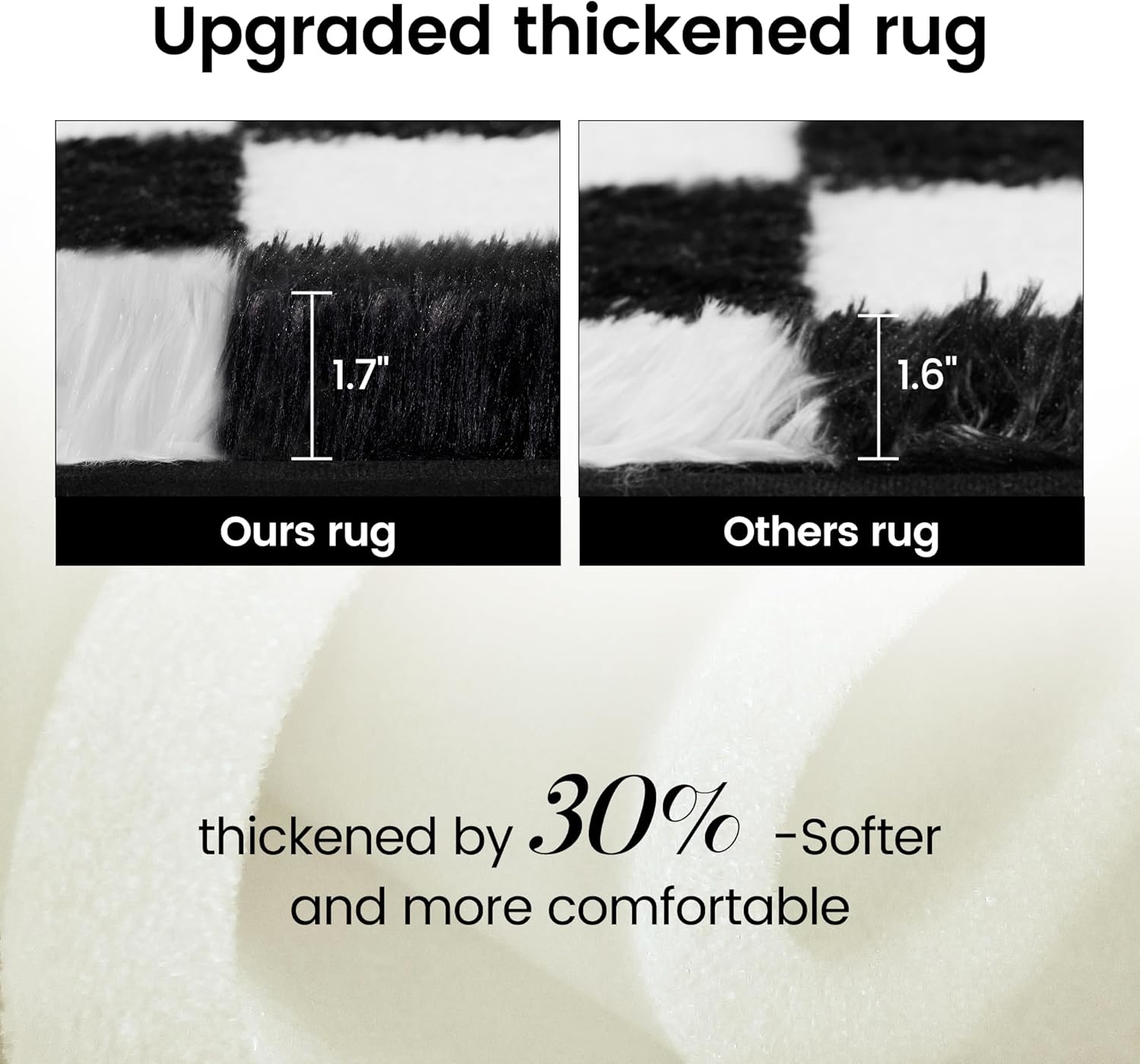 Super Soft Rug for Bedroom, 5x7 Ft Black and White Area Rug Classic Checkered Shaggy Anti-Skid High Pile Soft Fluffy Rug Fuzzy Carpet for Living Room Bedroom Kids Room Nursery, Dorm Home Decor - Image 4