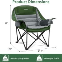 Oversized Camping Chair, Portable Folding Camping Chairs with Side Pocket, Cup Holder and Carry Bag, Heavy Duty Outdoor Camping Chairs for Adults, Fishing, Sports, Trip, up to 400lbs, Style 7 - Image 3