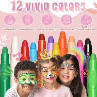 Beesjuy Face Painting Kits for Kids,12 Color Water Based Face Paint Kit, Washable Kids Body Paint for Makeup, for Birthday, Halloween, Thanksgiving Day, Cosplay Makeup, Gifts for Kids/Children - Image 2
