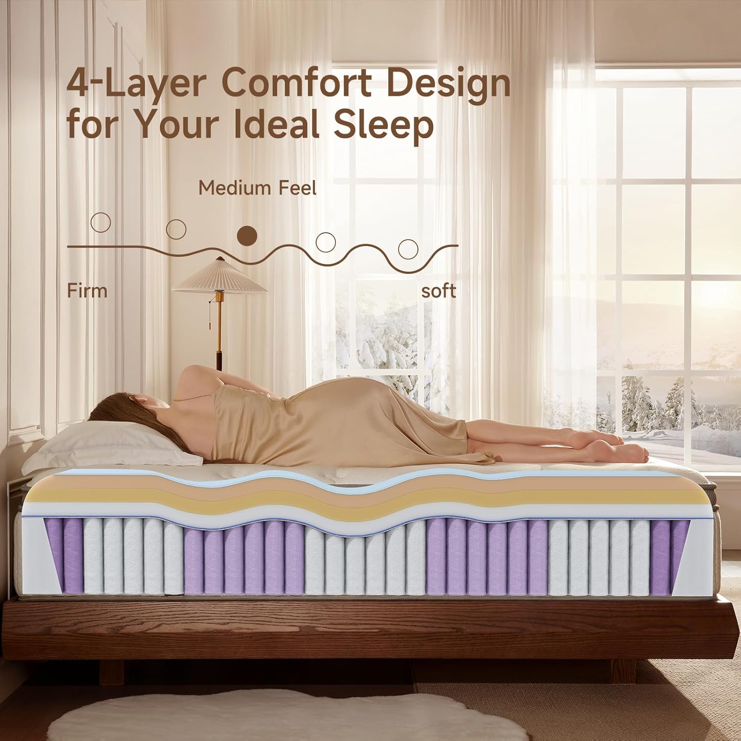 Queen Mattress, 12 inch Queen Size Cool Memory Foam Mattresses for Pressure Relief, Medium Firm Hybrid Mattress in a Box, CertiPUR-US Certified - Image 3