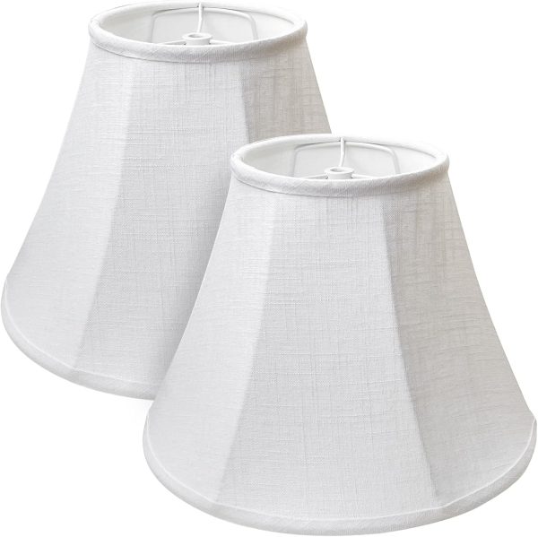 Double White Lamp Shade Set of 2, TOOTOO STAR Large Barrel Lampshade for Floor Light and Table Lamp 6x12x8.5 inch, DIY Fabric Natural Linen Hand Crafted, Spider (White, 6x12x8.5 inch)