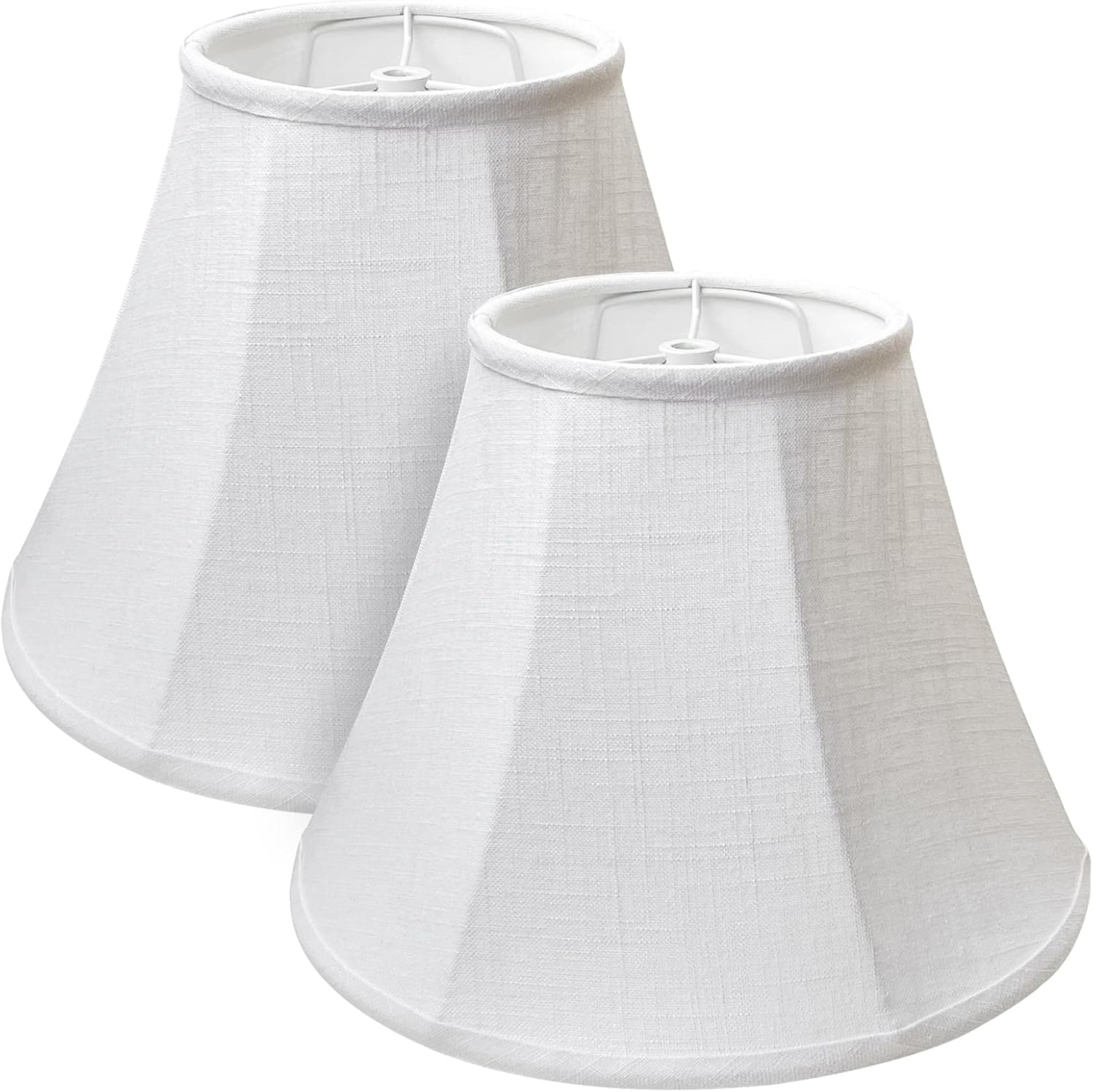 Double White Lamp Shade Set of 2, TOOTOO STAR Large Barrel Lampshade for Floor Light and Table Lamp 6x12x8.5 inch, DIY Fabric Natural Linen Hand Crafted, Spider (White, 6x12x8.5 inch)