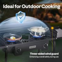 VIVOHOME 2 Burner Outdoor Propane Stove, Heavy Duty Gas Stove with 2 Side Panels and Windscreen, 150,000 BTU Camping Stove for Backyard Barbecues - Image 4