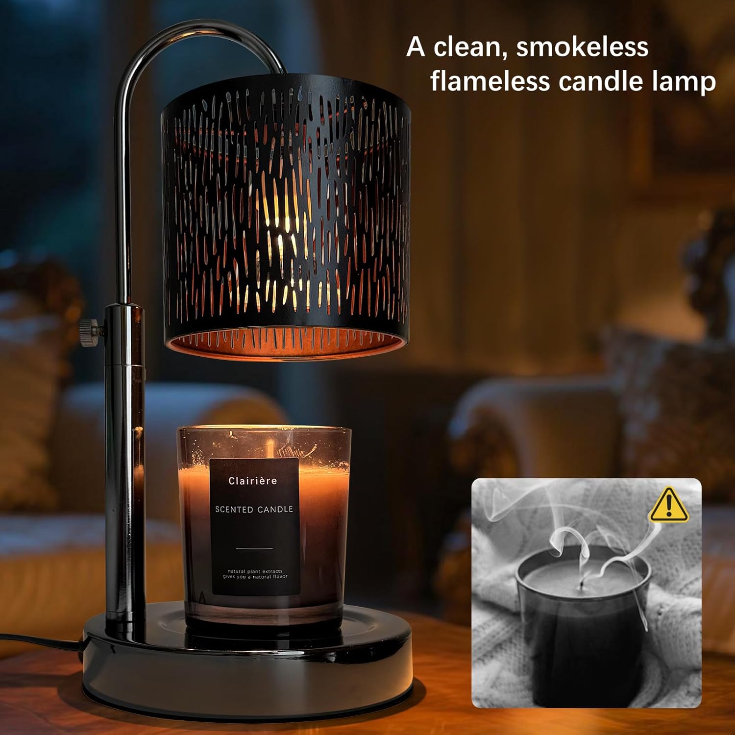 Candles Warmer Lamp with Timer and Dimmer, Home Bedroom Decor, Electric Adjustable Candle Wax Warmer Melter, Vintage Decor Birthday Monther Day Gifts,2 Bulbs,Black - Image 6