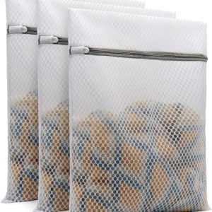 Muchfun 3Pcs Durable Honeycomb Mesh Laundry Bags for Delicates 12 x 16 Inches (3 Medium)
