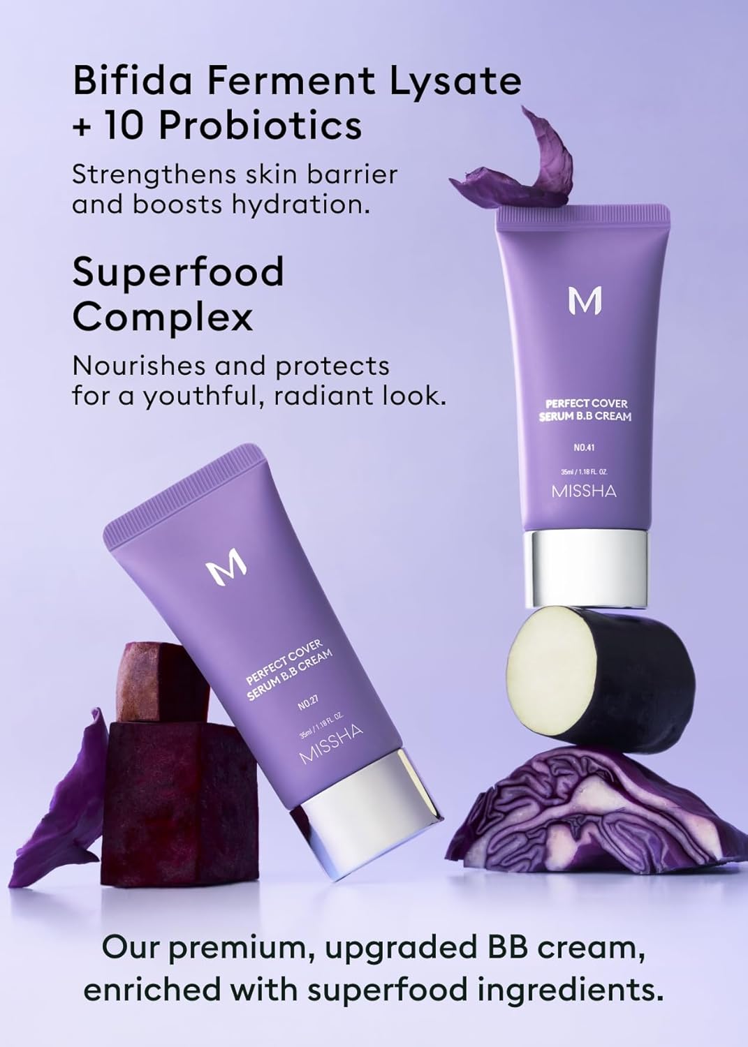 MISSHA M PERFECT COVER SERUM BB CREAM No.21 Light Beige - Light with Cool Undertone, BB Cream by Cardi B Pick, Skin Tint, Tinted Moisturizer, Skin Care Foundation Makeup, Korean Makeup,1.18 Fl oz - Image 6