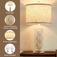 26" Farmhouse Table Lamp Dual Light, 3-Way Dimmable Touch Lamps, Rustic Nightstand Bedside Lamps with 2 USB Ports + AC Outlet, Modern Nightlight for Living Room Bedroom and Nightstand - Image 6