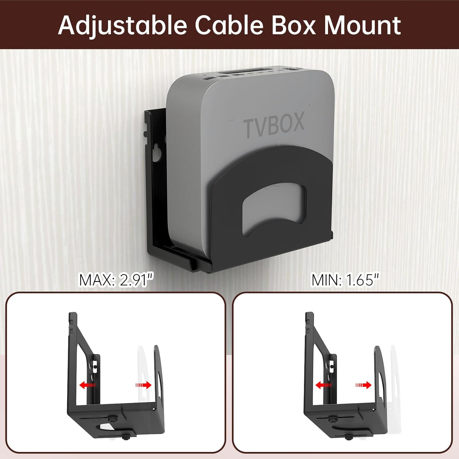 Cable Box Mount,Adjustable Wall Mount Holder for Small and Narrow Devices Like Cable Boxes,DVD Players,Modems,Streaming Media Devices and Other Media Players - Image 2