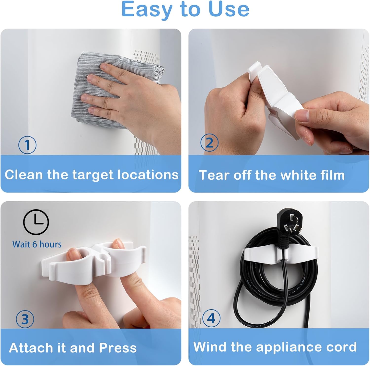Cord Organizer for Appliances, 8 Pack Upgraded Kitchen Appliance Cord Organizer Stick On Appliance Wire Organizer Wire Wrapper for Kitchen Appliances Mixers, Coffee Maker, Pressure Cooker - Image 5